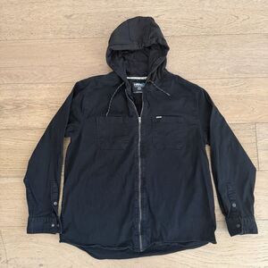 Tony Hawk Mens XL Black Hooded Workwear Jacket Full Zip Cotton Skate Y2K